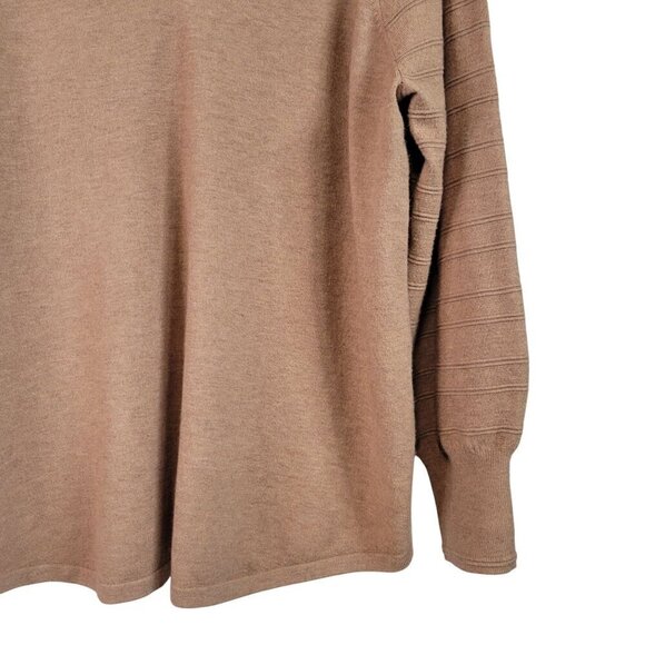 Chico's Women's Cashmere Blend Puffed Tiered Sleeve Detail Camel Sweater Size XL - Picture 6 of 13